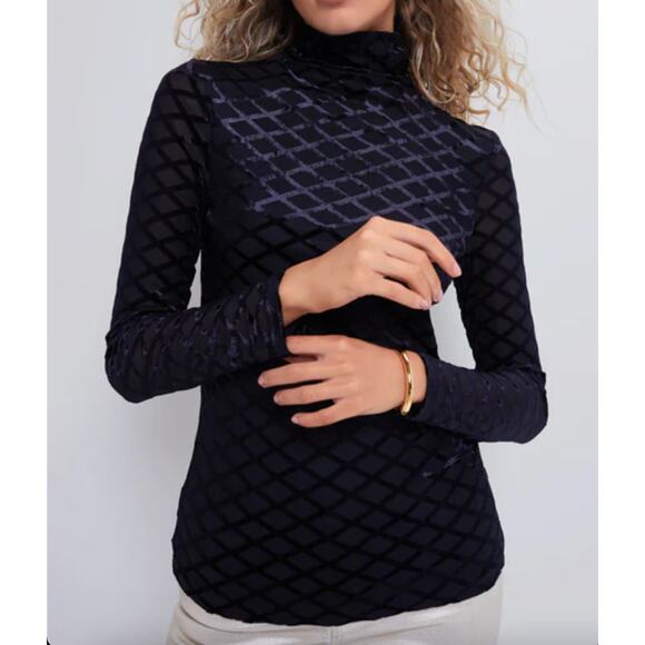 TUCKERNUCK Black Mally Burnout Turtleneck Womans XL Classic Chic - Picture 1 of 12